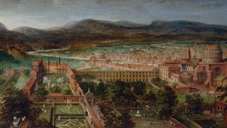 Hendrick van Cleve III, Veduta dei Giardini Vaticani e della Basilica di San Pietro, XVI secolo, Frits Lugt Collection