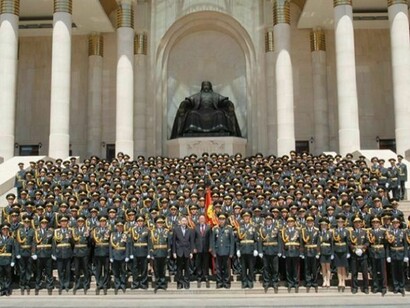 Militaries gathered before the Parliament of Mongolia