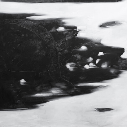 Omar Galliani, Bianco titanio, 2013, olio su tela, cm 200x300