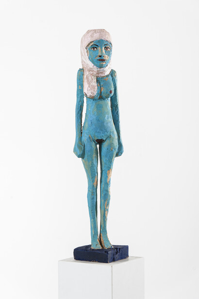 Hans Scheib, Little Lady Poet, 53 1/4” by 6” by 7 1/2", acrylic, wood, 2014. Copyright: Hans Scheib. Courtesy: Anna Zorina Gallery, New York City