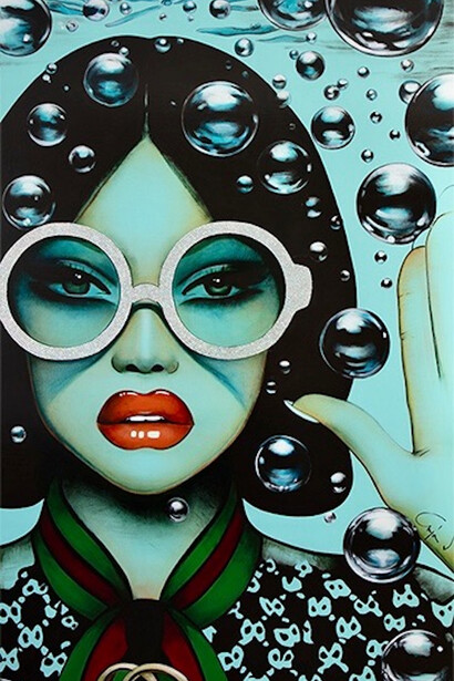 Anja VanHerle, Bubbly blue (detail). Courtesy of JoAnne Artman Gallery 