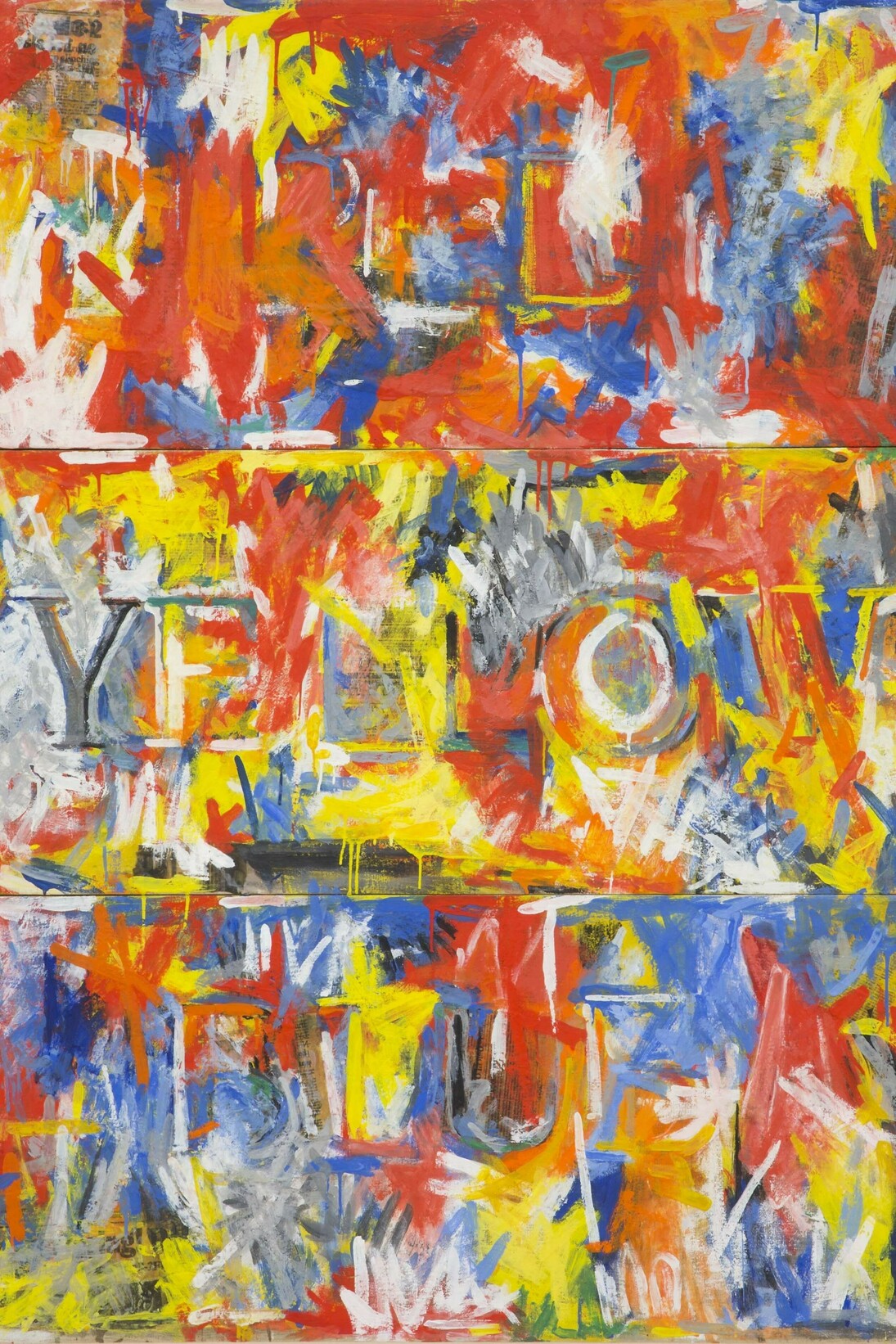 Sturtevant, Johns out the Window,
1987,
Encaustic and collage on canvas,
139.7 x 101.6 cm,
Signed, titled and dated on verso,
Courtesy Estate Sturtevant, Galerie
Thaddaeus Ropac, Paris-Salzburg