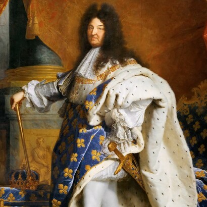 Il re francese Luigi XIV fu indirettamente collegato alla nascita della Bank of England perché le guerre contro la Francia spinsero l’Inghilterra a creare un sistema stabile di finanziamento statale. Hyacinthe Rigaud, Ritratto di Luigi IV di Francia, 1701, dettaglio, Louvre, Parigi, Francia