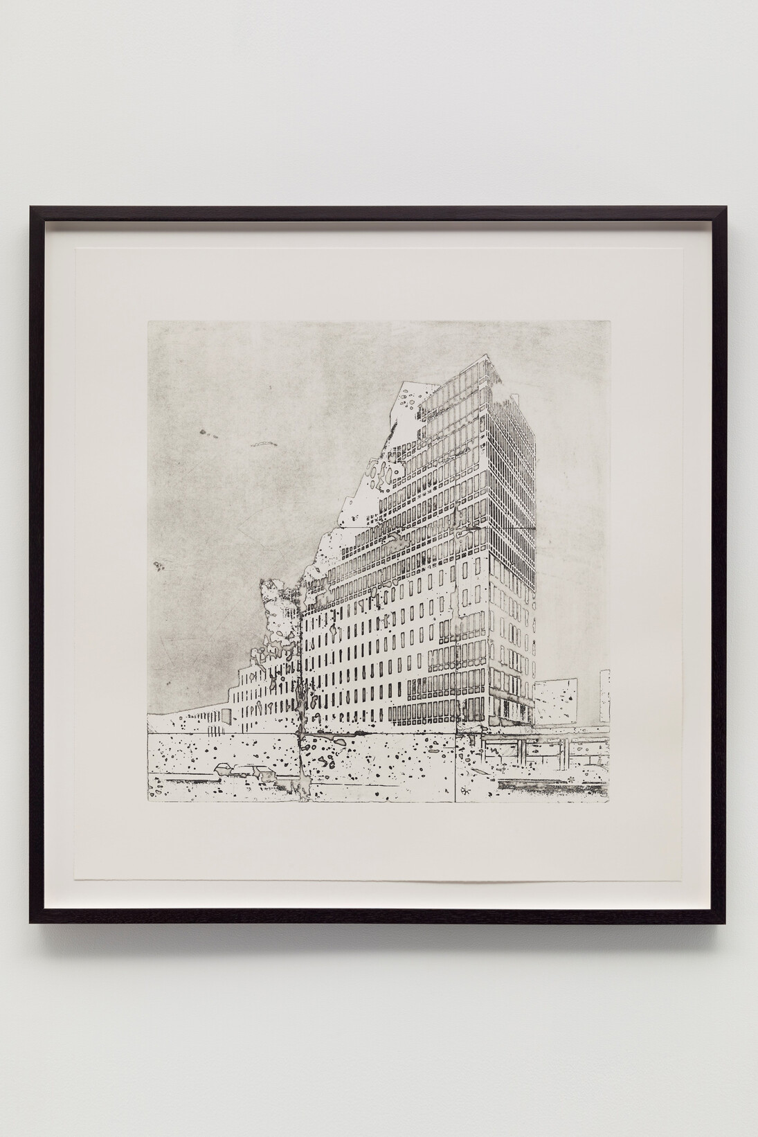 Marc Ganzglass, Building #2, 2014, Etching on Arches En-Tout-Cas, 32 x 32 inches, Edition of 5