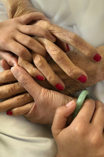 Family. Mom kept my hand in hers, she was my age today, Kim Chi Pho