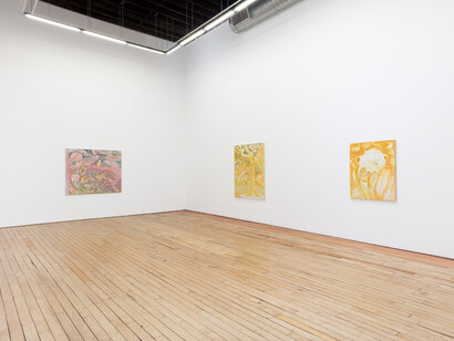 Laurie Nye, The battlefield where the moon says I love you, exhibition view. Courtesy of Uffner & Liu Gallery