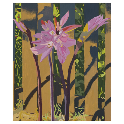 Lisa Rock, Naked Lady Flowers II, oil on canvas over panel, 24x20 inches. Courtesy the artist and Good Mother Gallery