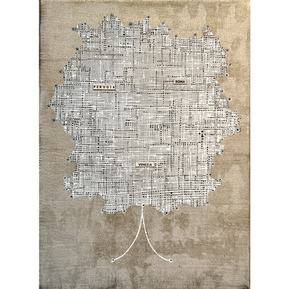 Nancy Monk, vacation tree, 2023, acrylic, ink, paper on canvas, 12x9x3/4 inches. Courtesy of the artist and Craig Krull Gallery