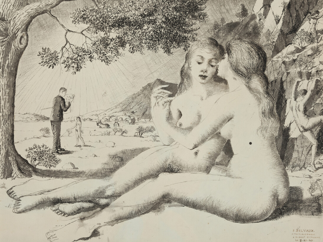 Paul Delvaux. Las amigas, 1940. Colección privada en depósito en el Musée d’Ixelles, Bruselas