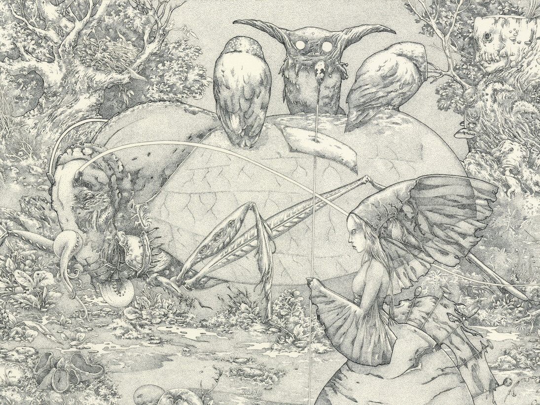 "Pins" by Richard A. Kirk - pen & ink on paper