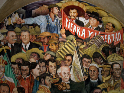 Fragmento de uno de los murales pintados por Diego Rivera en el Palacio Nacional (México)