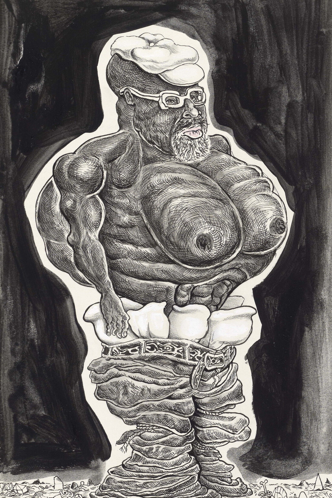 Trenton Doyle Hancock, Buff and Britches, 2010, Acrylic, mixed media on paper, 10 x 6 ¼ inches, Collection Sloan and Carli Schaffer, Los Angeles. Courtesy the artist and James Cohan Gallery, New York