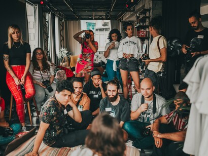 A group of people coming together to work
