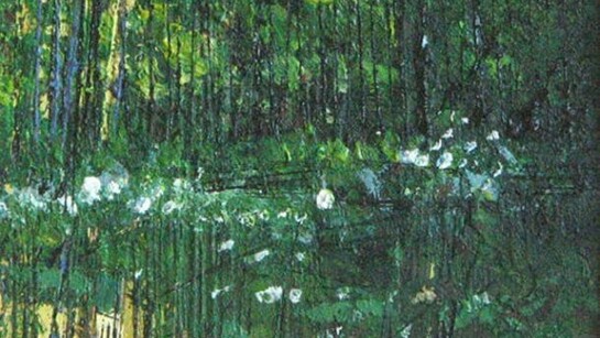 Alexandra Knubley, By the Water Garden, oil & beeswax on canvas, W:9cm H:11cm