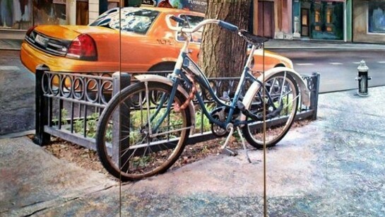 Robert Mielenhausen, "Summertime", 60 x 74 in, Triptych, Mixed-media