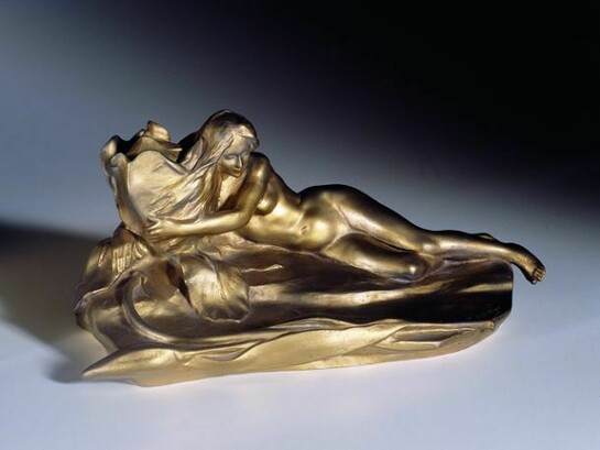 Maurice Bouval (1863-1916), Femme au pavot, 1900, ink, gilded bronze with brown patina, 12 x 27 x 13.7 cm, Arwas Archives, Photo credit: Pete Huggins