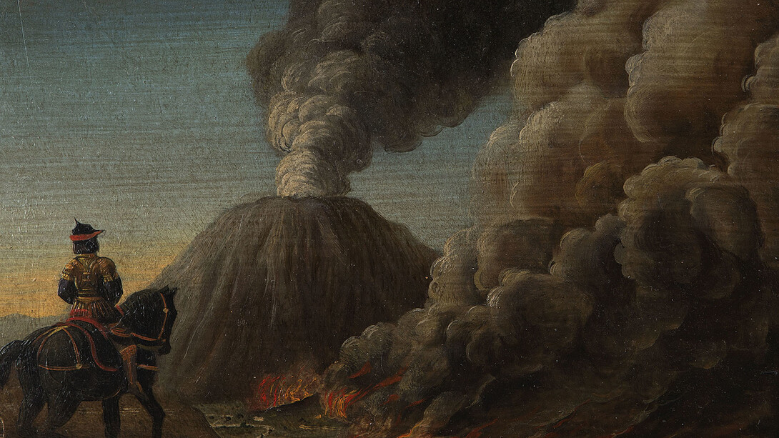 Laurent Grasso, "Studies into the Past", Oil on wood, 17 x 24 cm / 6 3/4 x 9 1/2 inches, photo : Claire Dorn, © ADAGP, Paris, 2014, Courtesy Galerie Perrotin