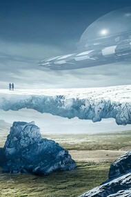 An unidentified flying object (UFO) hovering and camouflaged