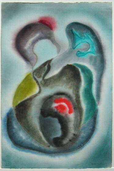 Nassos Daphnis, A Happy Journey, 1948, Watercolor on Paper, 22” x 14 ½” 
