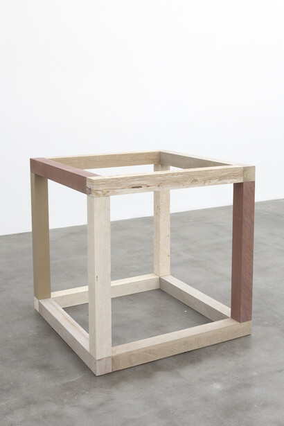 Anya Gallaccio, See the sky about to rain, 2014, Limestone, sandstone, 45 3/4 x 45 3/4 x 45 3/4 inches (116.2 x 116.2 x 116.2 centimeters). Courtesy of the artist and Blum & Poe, Los Angeles