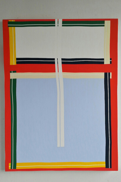 Eric Shaw, Two Slot Scroll Tip Red, 2015, Acrylic on canvas, 40 x 30 inches