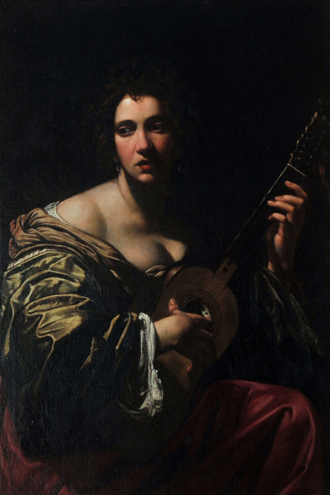 Simon Vouet, La Joueuse de guitare, vers 1618-1620,
Huile sur toile, 107 x 75 cm, Rome, collection des marquis Patrizi Naro Chigi Montoro © Collection particulière