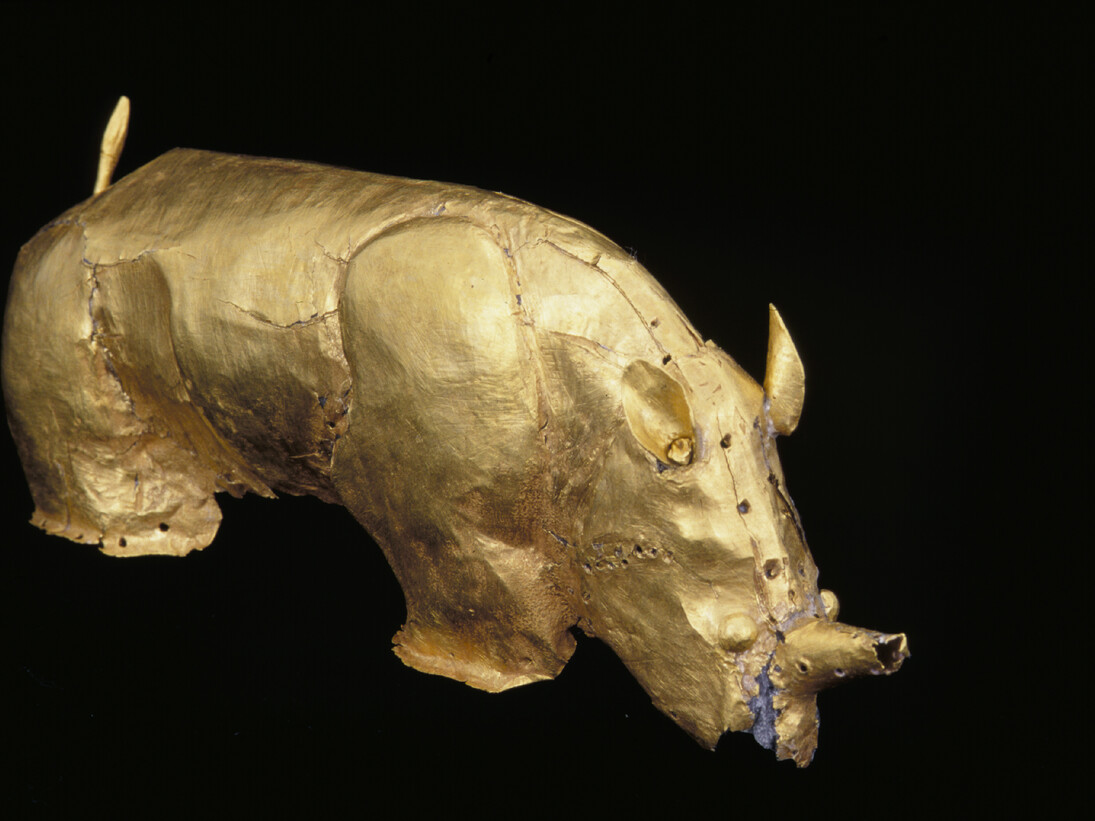 Gold rhino. From Mapungubwe, capital of the first kingdom in southern Africa, c. AD 1220–1290. Department of Arts © University of Pretoria.