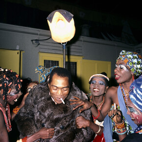 Fela Kuti photographed by Bernard Matussière, reproduced by kind permission of Knitting Factory Records for West Africa: Word, Symbol, Song 