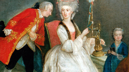 Dama al filatoio, dettaglio, Francesco Liani, sec. XVIII, seconda metà - Olio su tela, Firenze, Collezione Giovanni Pratesi
