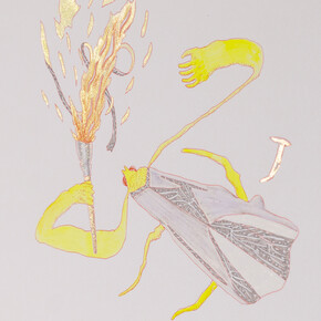 Josh Drayzen, A moth to a flame, wielding its own torch (antennae at arms), detail, 2024. Courtesy of Massey Klein Gallery