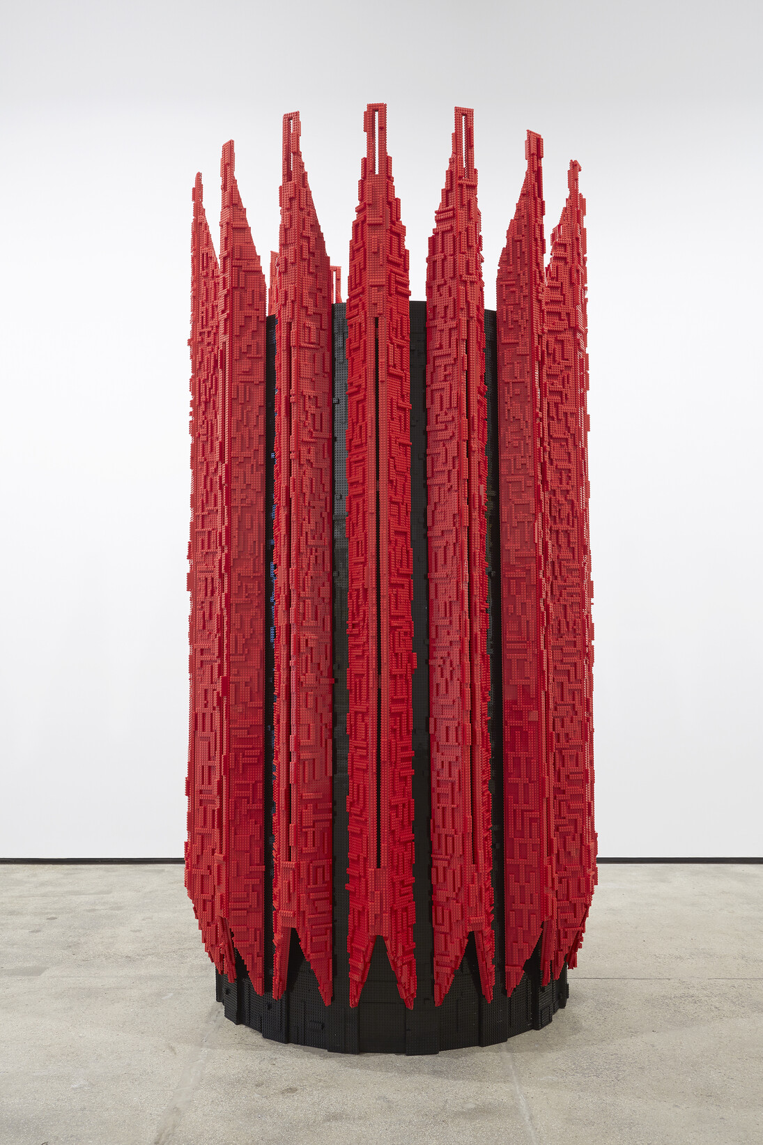 Los Carpinteros, Robotica, 2013, wood, metal, LEGO® bricks, Height: 289.6 cm / Diameter: 149.9 cm, Height: 114 in / Diameter: 59 in, Photo: Jason Wyche, Courtesy of Sean Kelly Gallery, New York © Los Carpinteros