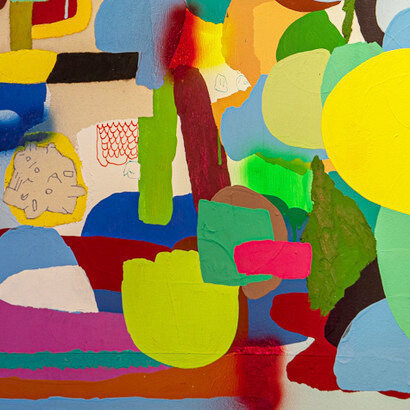 Federico Herrero, Paisaje, 2006, acrílico, marcador permanente y aerosol. Fotografía de Esteban Lobo Quesada