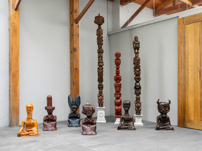 Dr. Lakra, Tupi o no Tupi, vista de la exposición. Cortesía de kurimanzutto