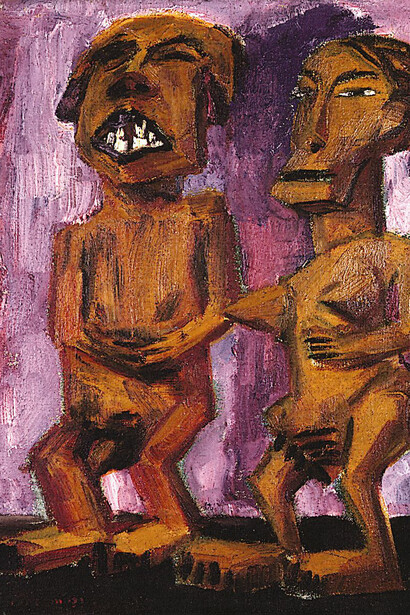 Emil Nolde, *Exotische Figuren, Mann und Frau*, 1912. Öl auf Leinwand, 70 x 57 cm. Brücke-Museum Berlin, Berlin