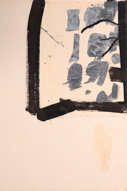 Jay DeFeo, Untitled (Florence), 1952, Tempera and acrylic on paper, 20 x 14 3/4 in,, The Jay DeFeo Foundation owns the copyrights in all works of art by Jay DeFeo. © The Jay DeFeo Foundation /Artists Rights Society (ARS), NY Courtesy Mitchell-Innes & Nash.