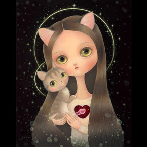 aica, Heart, Acrylic on wood panel, 14 x 11. Courtesy of Corey Helford Gallery