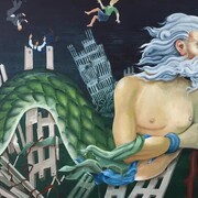 John Kindness, Poseidon in lower Manhattan (detail). Courtesy of Molesworth Gallery