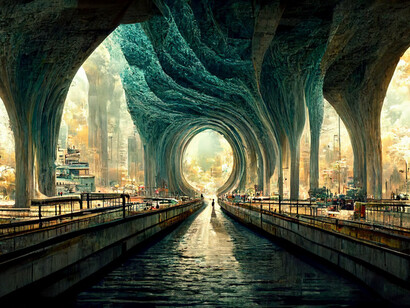 City landscape generato con Midjourney, che consente di realizzare immagini di notevole qualità in tempi assai più brevi