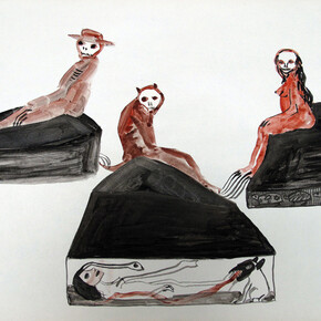 Annette Barcelo, Vue de l'exposition "Menschen, Tiere, Glück und Tod", 2014, Project Room Galerie Anne de Villepoix, Paris    