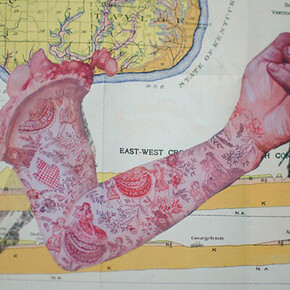 Firelei Báez, Man Without a Country (aka anthropophagist wading in the Artibonite River) (detail), 2012