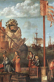 Vittore Carpaccio, Incontro dei fidanzati e partenza per il pellegrinaggio, dettaglio