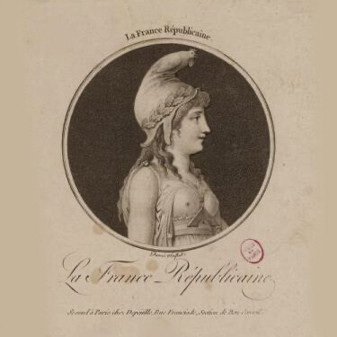 Louis Darcis, François-Jules-Gabriel Depeuille, La France Républicaine, 1792, Musée Carnavalet, Paris, Print Engraving, 15.2 x 11.4 cm