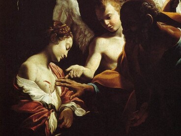 Giovanni Lanfranco, San Pietro visita Sant'Agata in prigione, 1614, dettaglio. Galleria Nazionale di Parma, Italia