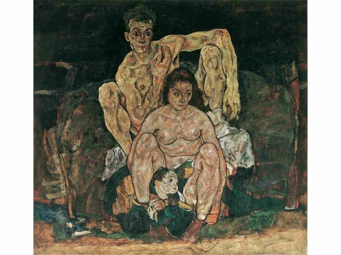 Egon Schiele (1890-1918), The Family (Squatting Couple), 1918, Oil on canvas, Belvedere, Vienna