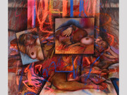 Jenny Saville, Ekkyklema, 2023. Pastel on linen, 23 3/4 x 27 1/2 inches (60.2 x 69.7 cm) © Jenny Saville. All rights reserved, DACS 2023. Photo by Prudence Cuming Associates Ltd. Courtesy of Gagosian