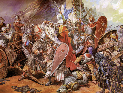 This image depicts the Battle of Ourique, which took place on July 25, 1139