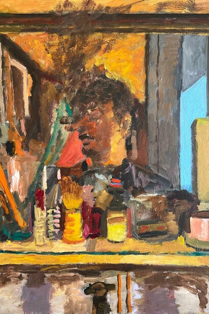 Hisham Sharif, She calls me pinocchio (detail), 2025. Courtesy of Ayyam Gallery