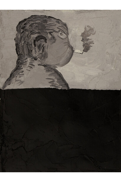 Christian Vinck, Guston revisitado, catalogo blanco y negro 9, 2014, Óleo sobre tela, 26,5 x 20 cm