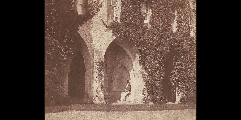 William Henry Fox Talbot, The Reverend Calvert Jones in the Cloisters at Lacock Abbey, 1845, salted paper print, National Gallery of Art, Washington, Promised Gift of Robert B. Menschel