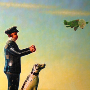 Peter Drake, Station Master, 2014, Acrylic on canvas, 106.7 x 132.1 cm, 42 x 52 in, courtesy of the artist, Flowers Gallery and the New York Academy of Art